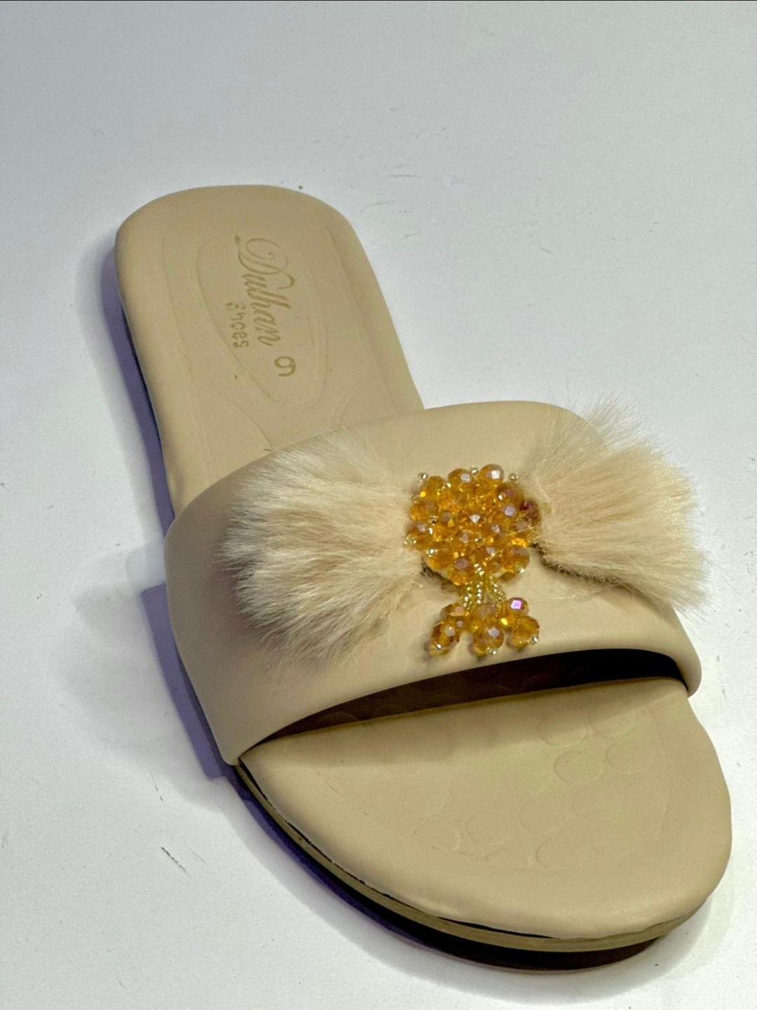 Beige Flat Sandals for Women