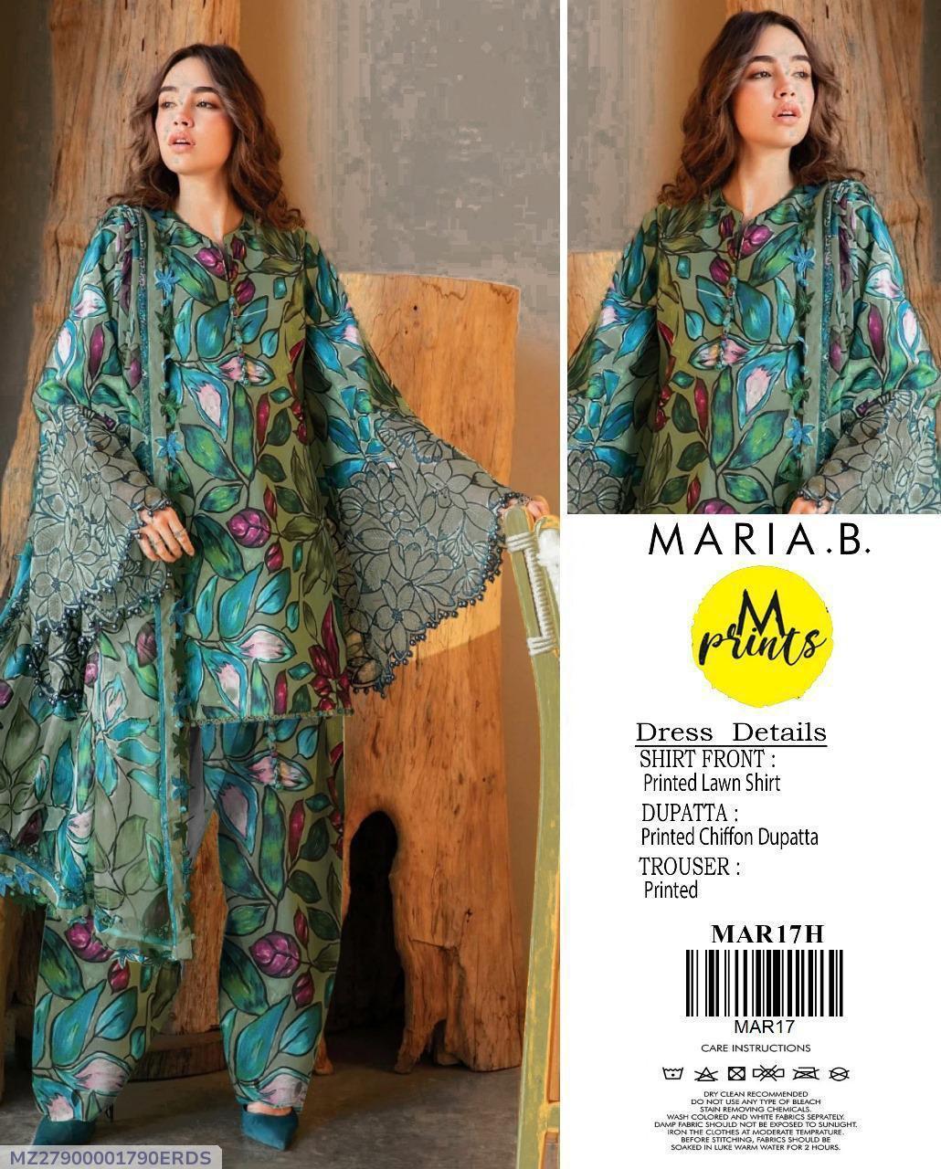 3-Piece-Womens-Unstitched-Printed-Suit-Green-Maria-B-Prints