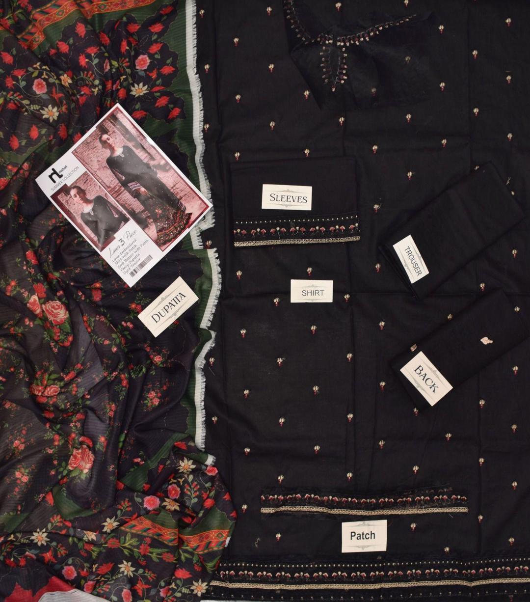 3 Pcs Women's Unstitched Embroidered Suit
