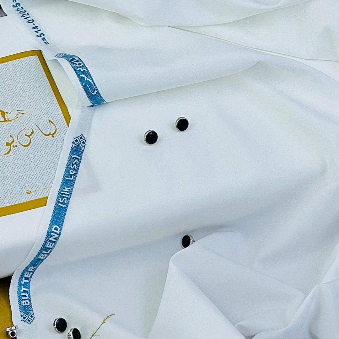 Men’s Unstitched full white Plain Suit