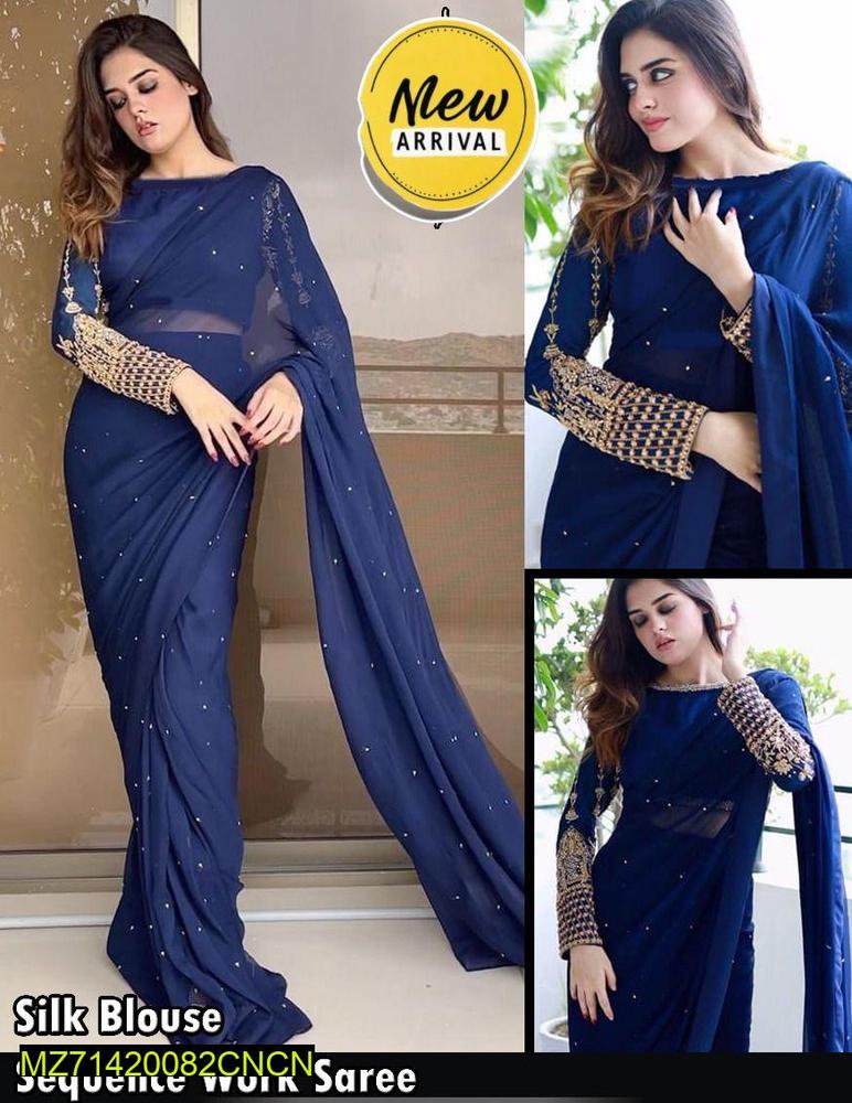 Women’s Silk Sequins Embroidered Stitched