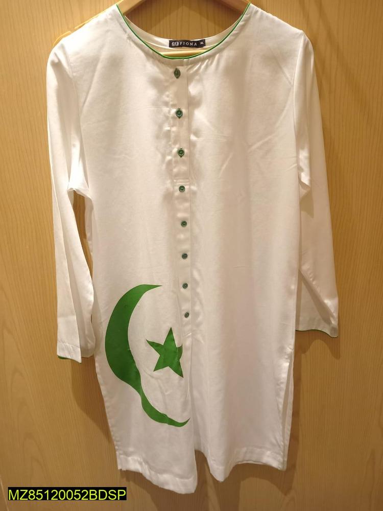 White Stitched Lawn Kurti for Women – Medium to XL | Casual Printed 1 Pc Shirt"