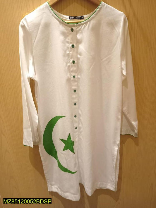 White Stitched Lawn Kurti for Women – Medium to XL | Casual Printed 1 Pc Shirt"