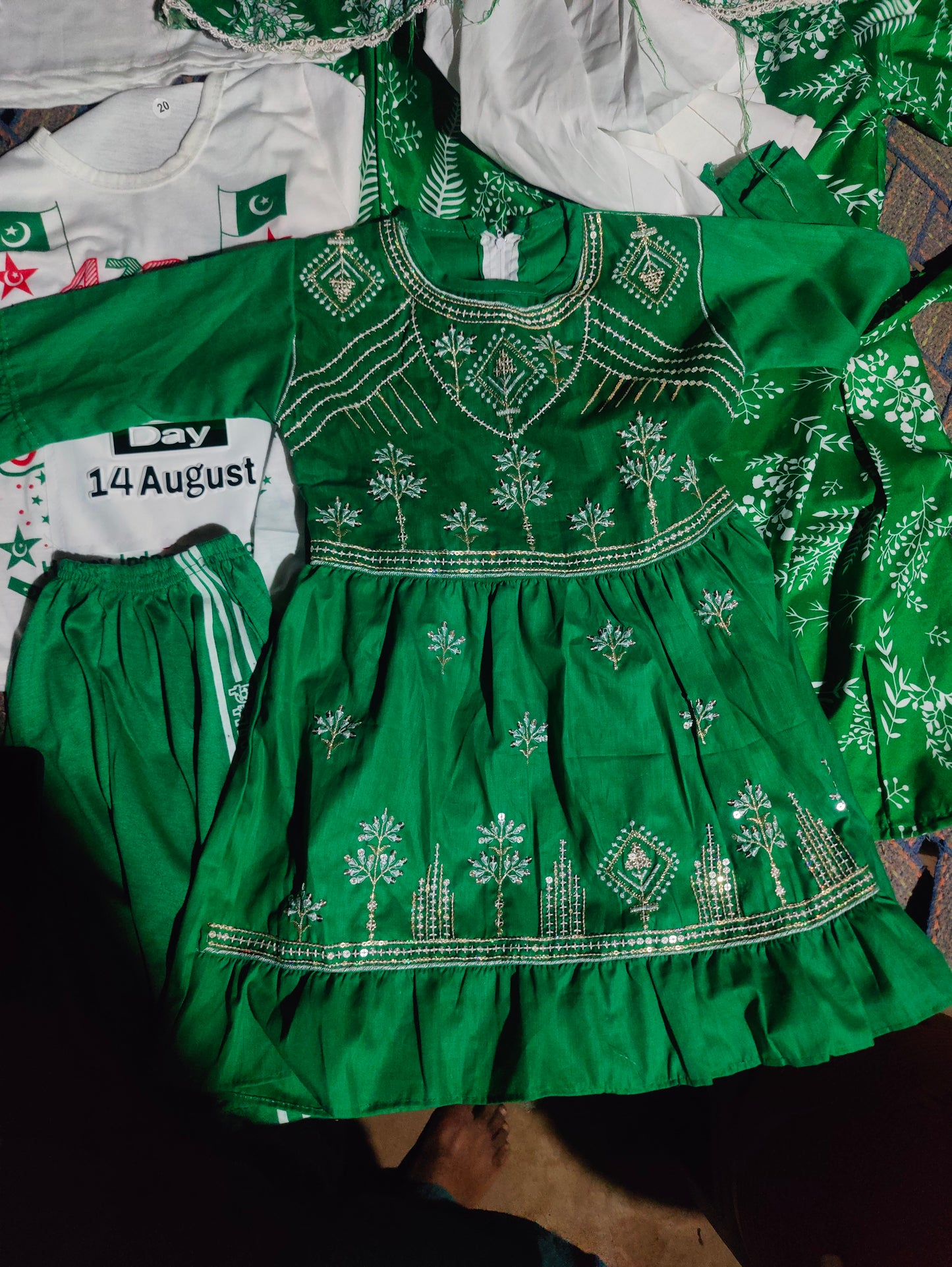 Boys Jashn-e-Azadi shirts Pajama – 11 to 13 Years – Stylish Green & White