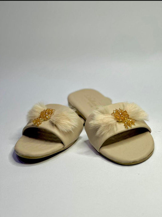 Beige Flat Sandals for Women