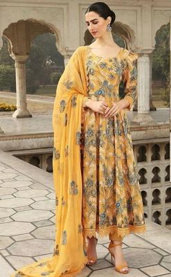 2 Pcs Women's Stitched Linen Embroidered Suit