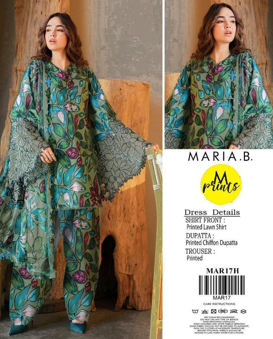 3-Piece-Womens-Unstitched-Printed-Suit-Green-Maria-B-Prints