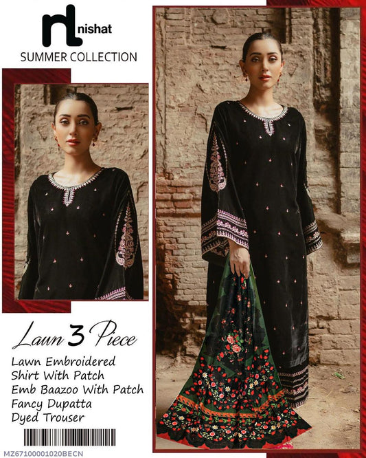 3 Pcs Women's Unstitched Embroidered Suit