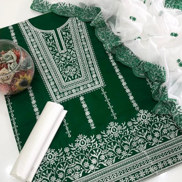 3 Pcs Women's Unstitched Embroidered Suit