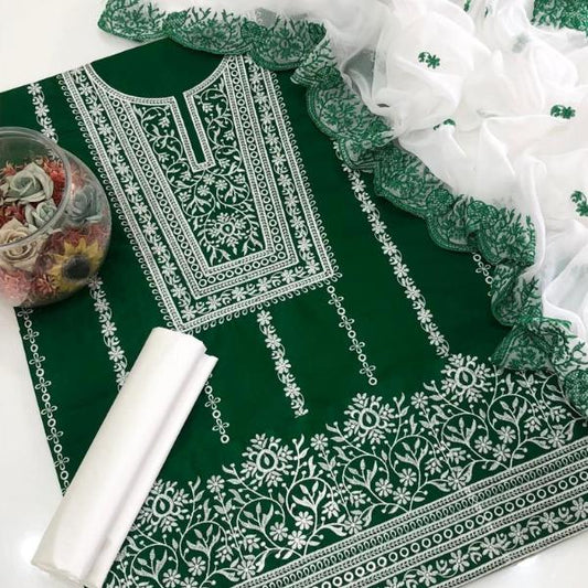 3 Pcs Women's Unstitched Embroidered Suit