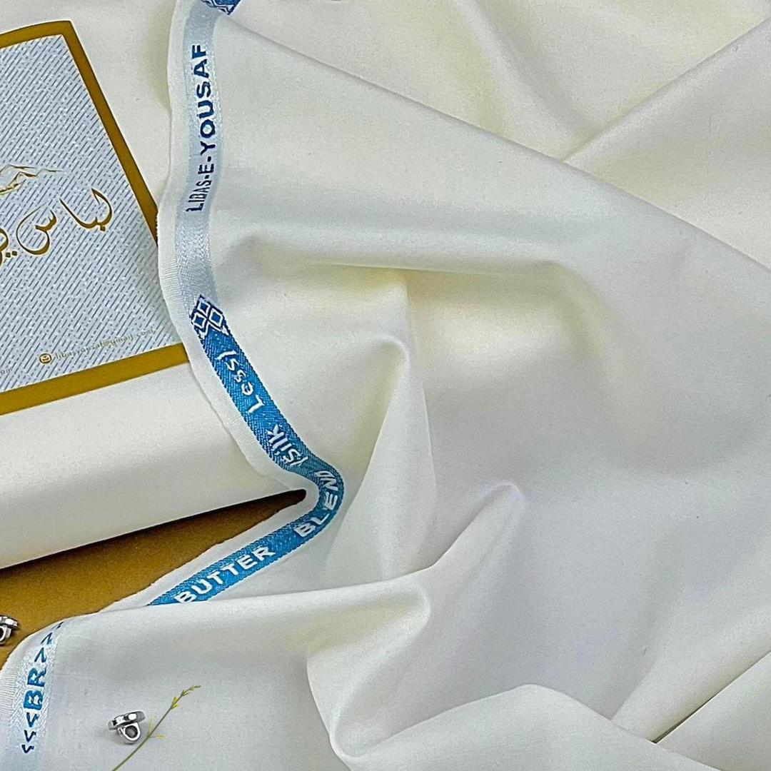 Men’s Unstitched cream Plain Suit