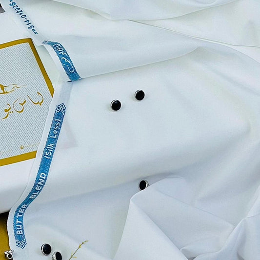 Men’s Unstitched full white  Plain Suit