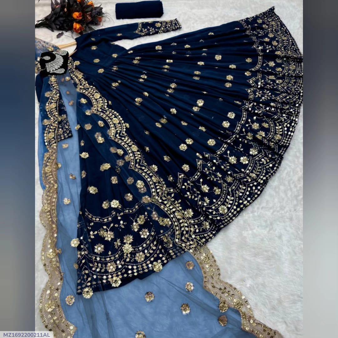 3 Pcs Women's Stitched Embroidered Maxi Suit