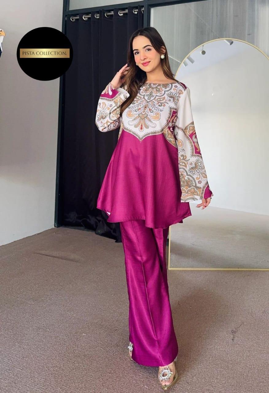 *: 2 Pcs Women's Stitched Printed Shirt And Trouser